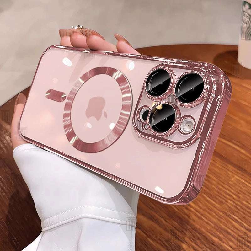 New Official Desert Gold Phone Case For iPhone 16 15 Pro Max and Plus Clear Magsafe Magnetic Lens Protect Soft Cover