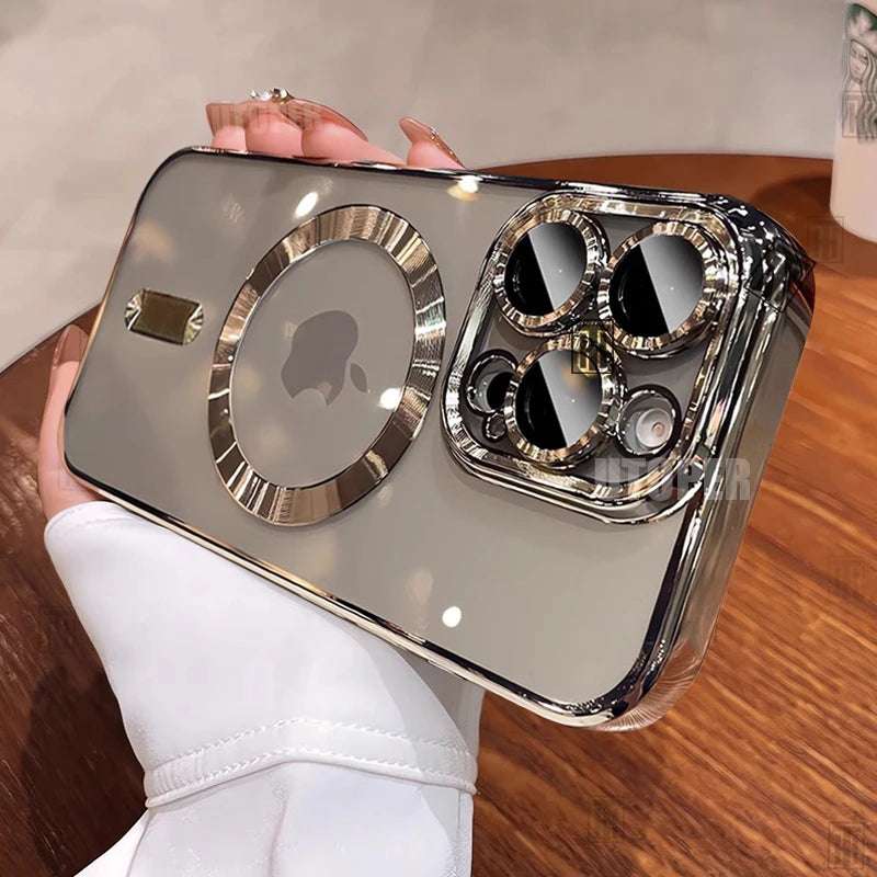 New Official Desert Gold Phone Case For iPhone 16 15 Pro Max and Plus Clear Magsafe Magnetic Lens Protect Soft Cover