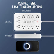17-in-1 US Power Outlet Surge Protector - Desktop Charging Station with 11 AC Outlets, 4 USB Ports & 2 Type-C Ports