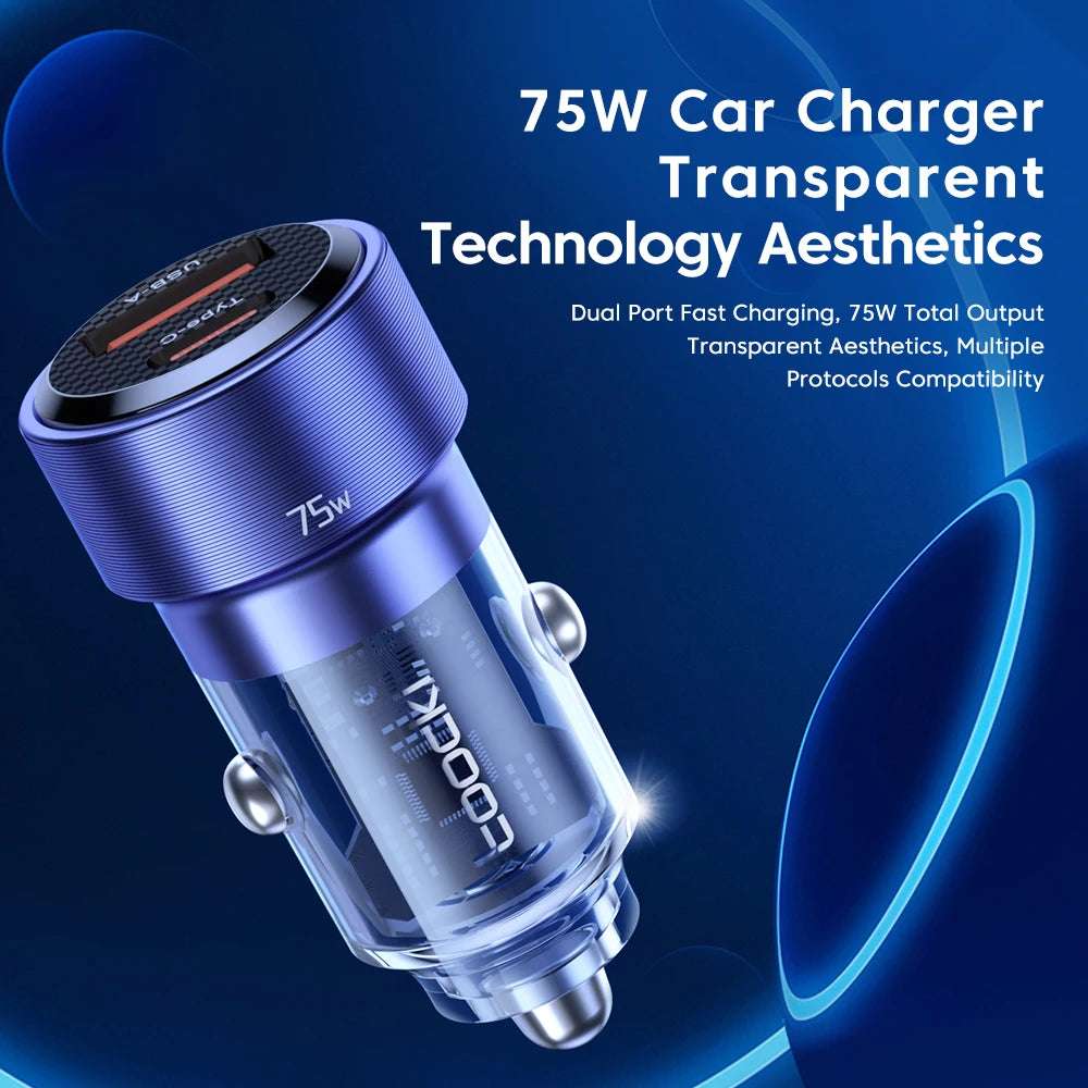 75W Charger USB Type C 45W Fast Charging Car Phone Charger for Samsung S iPhone Charger in Car