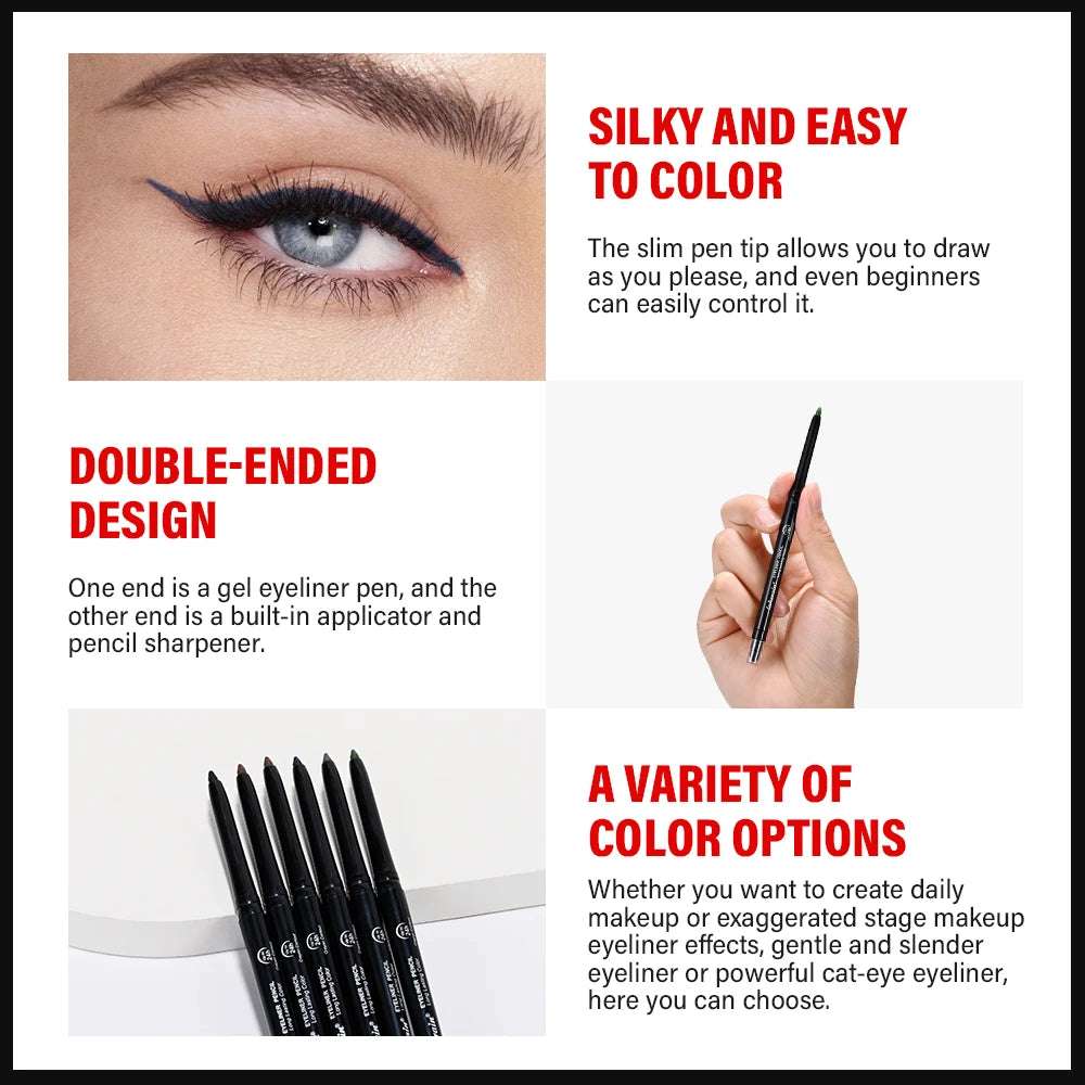 6 Colors Eyeliner Makeup Smooth Easy To Wear Lasting Eyes Waterproof Fashion Eyes Liner Pencils Eye Makeup Tool Graceupnow.com