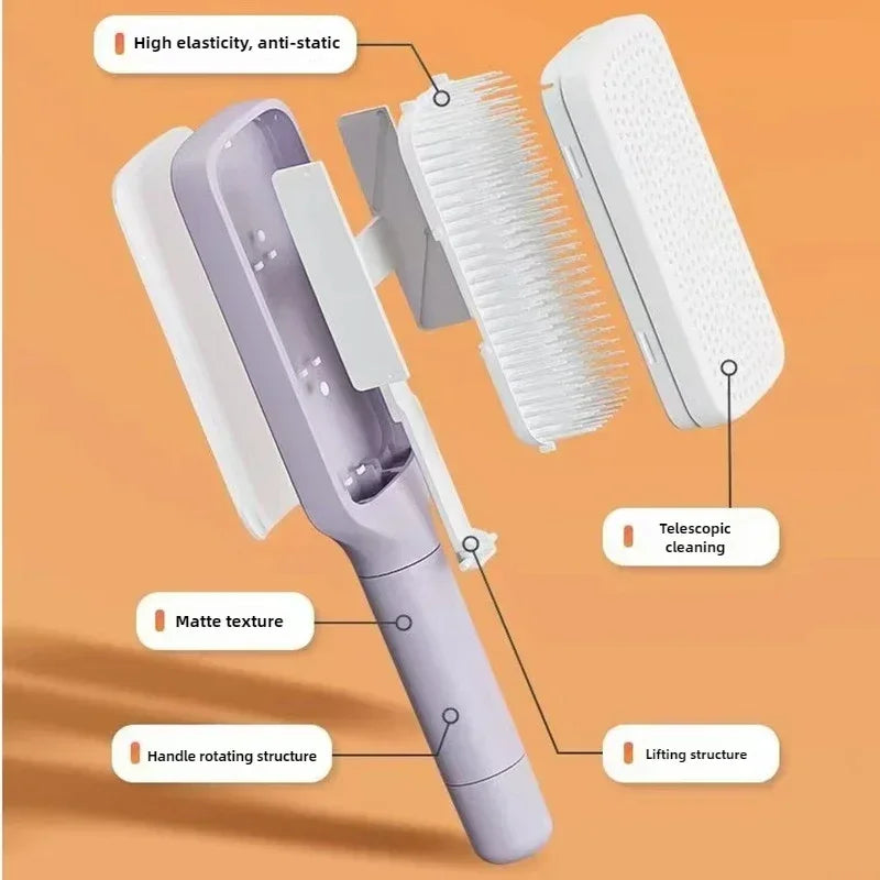 Self Cleaning Hairbrush Women Hair Brush One-key Cleaning Hair Loss Airbag Scalp Massage Comb Anti-Static Hairbrush Graceupnow.com