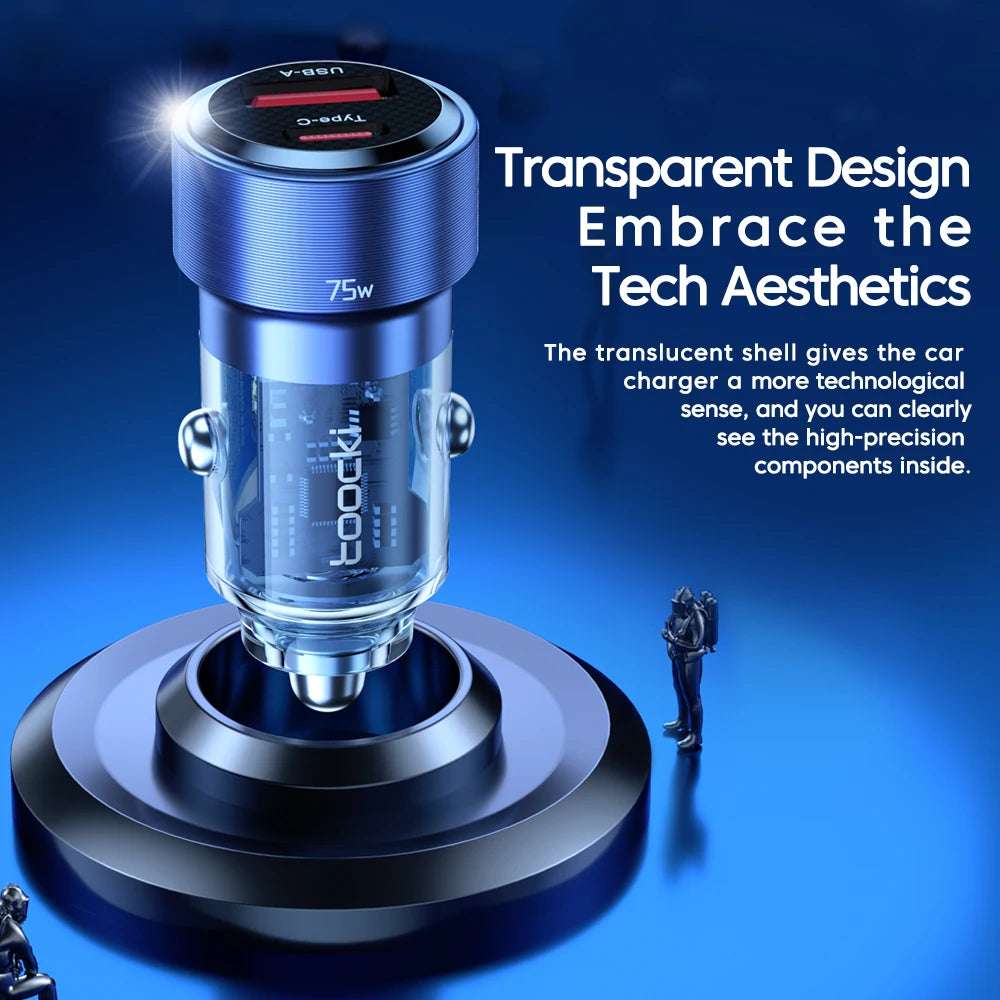 75W Charger USB Type C 45W Fast Charging Car Phone Charger for Samsung S iPhone Charger in Car