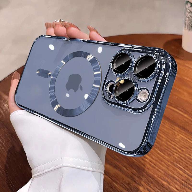 New Official Desert Gold Phone Case For iPhone 16 15 Pro Max and Plus Clear Magsafe Magnetic Lens Protect Soft Cover