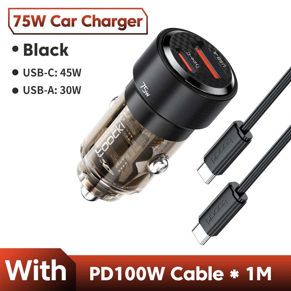 75W Charger USB Type C 45W Fast Charging Car Phone Charger for Samsung S iPhone Charger in Car