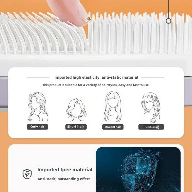 Self Cleaning Hairbrush Women Hair Brush One-key Cleaning Hair Loss Airbag Scalp Massage Comb Anti-Static Hairbrush Graceupnow.com