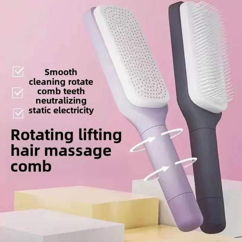 Self Cleaning Hairbrush Women Hair Brush One-key Cleaning Hair Loss Airbag Scalp Massage Comb Anti-Static Hairbrush Graceupnow.com