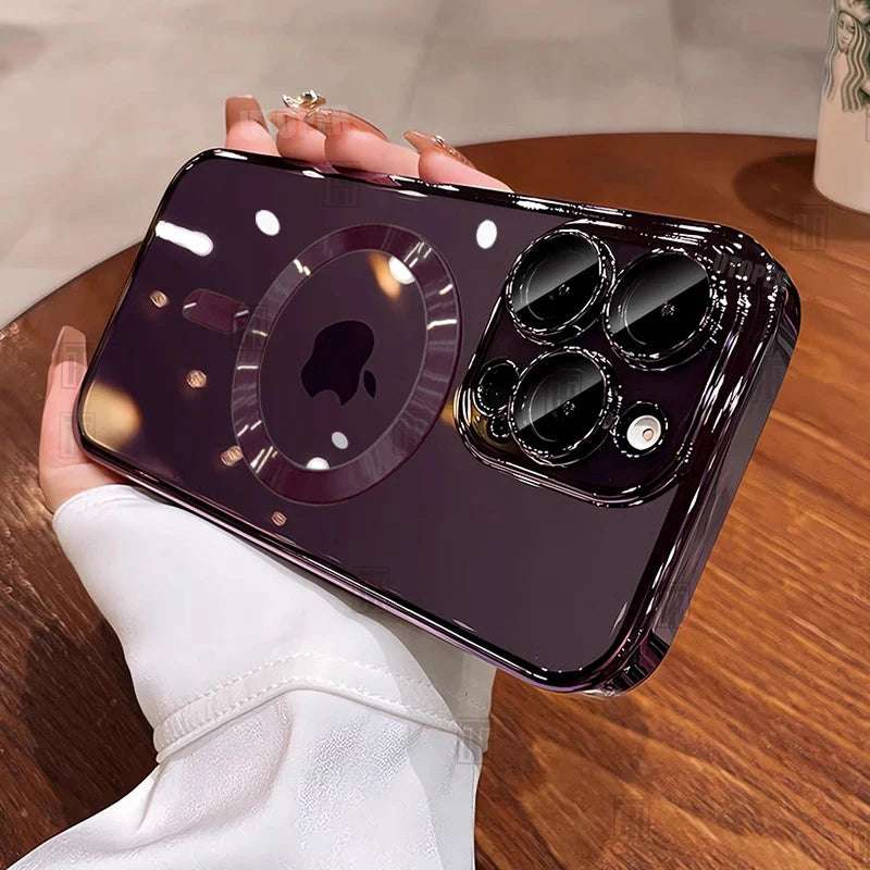 New Official Desert Gold Phone Case For iPhone 16 15 Pro Max and Plus Clear Magsafe Magnetic Lens Protect Soft Cover