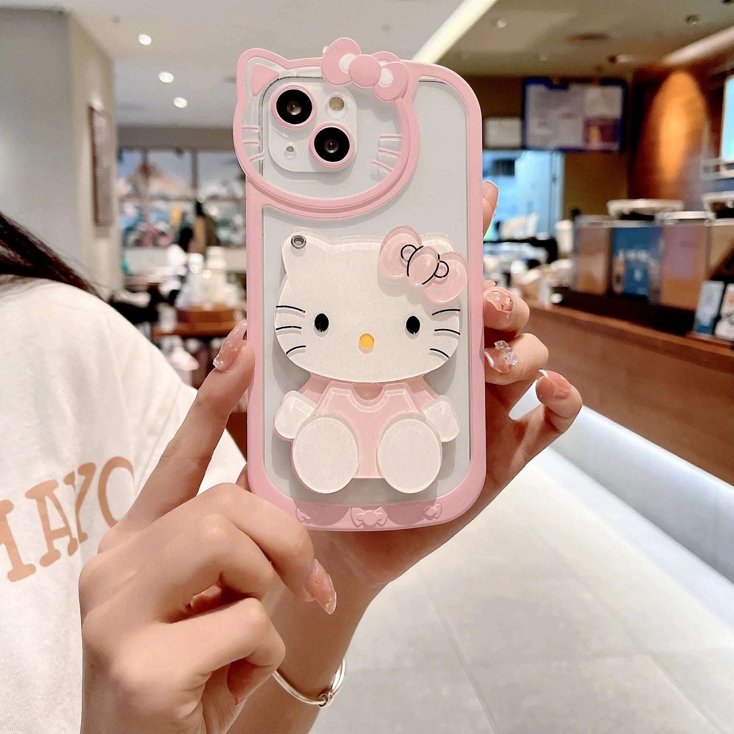 Sanrio Hello Kitty Head Mirror Phone Case For iPhone 16 15 14 Pro Max.