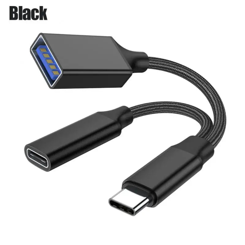 OTG 2 IN 1 USB C to USB a Adapter Data Transfer Converter with Charging Port USB Female Splitter for iPhone 16, 15 Samsung S series
