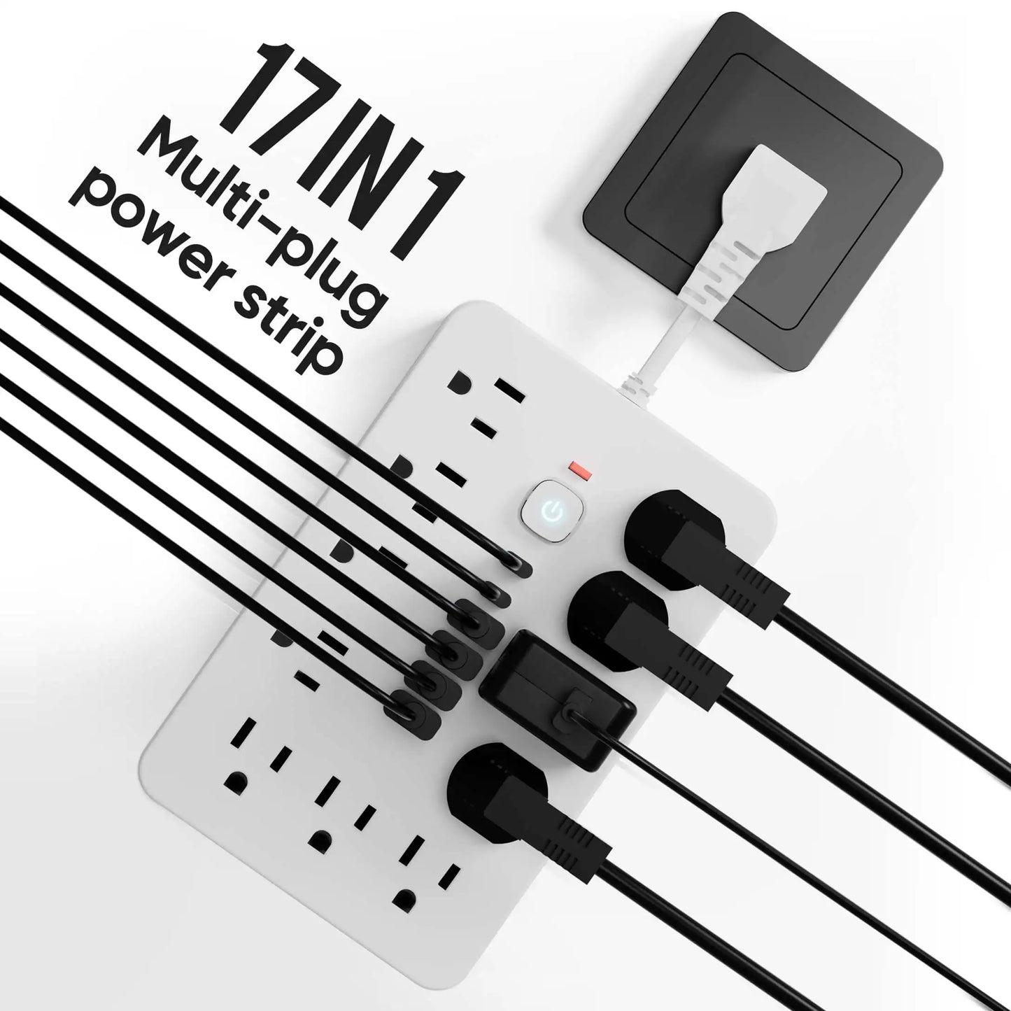 17-in-1 US Power Outlet Surge Protector - Desktop Charging Station with 11 AC Outlets, 4 USB Ports & 2 Type-C Ports