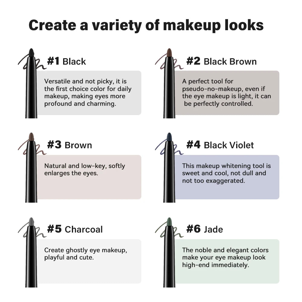 6 Colors Eyeliner Makeup Smooth Easy To Wear Lasting Eyes Waterproof Fashion Eyes Liner Pencils Eye Makeup Tool Graceupnow.com