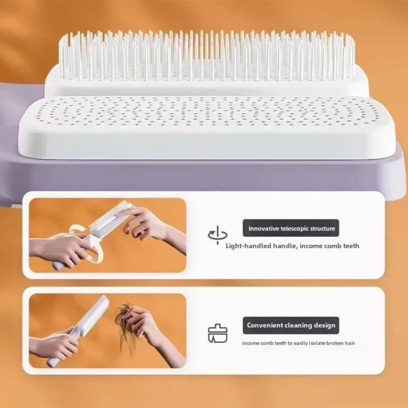 Self Cleaning Hairbrush Women Hair Brush One-key Cleaning Hair Loss Airbag Scalp Massage Comb Anti-Static Hairbrush Graceupnow.com