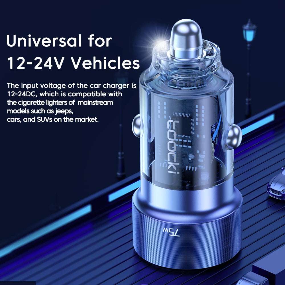 75W Charger USB Type C 45W Fast Charging Car Phone Charger for Samsung S iPhone Charger in Car