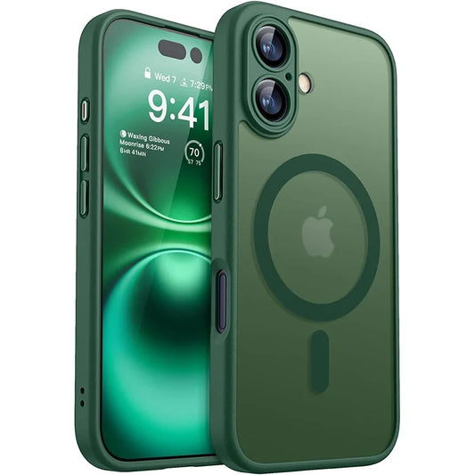 iPhone 16, 16 Plus Shockproof Case For Wireless Charge Cover Matte Translucent PC