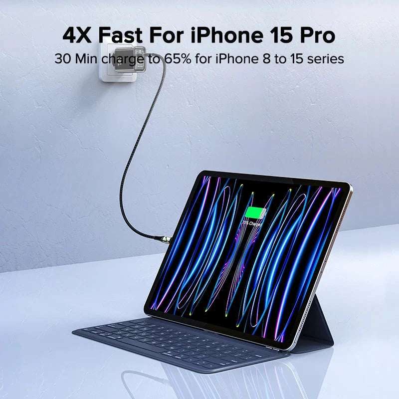 45W USB fast charging charger, USB Type-C wall charger, PD QC3.0 fast charging for iPhone, Samsung Galaxy S25 S24 S25 plus S24 plus S25 ultra S24 ultra S23, S22 S21, laptop, tablet. Graceupnow.com 