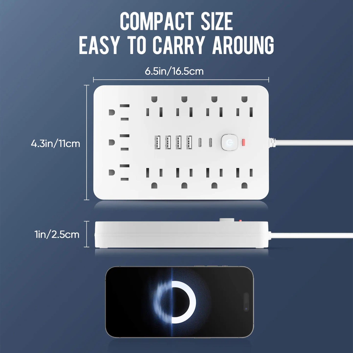 17-in-1 US Power Outlet Surge Protector - Desktop Charging Station with 11 AC Outlets, 4 USB Ports & 2 Type-C Ports