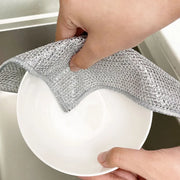 New Thickened Steel Wire Cleaning Cloth Non-Scratch Double-layer Iron Microfiber Mesh Dishrag Washing Pot Rags Kitchen Towels