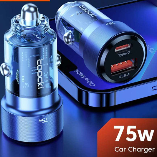 75W Charger USB Type C 45W Fast Charging Car Phone Charger for Samsung S iPhone Charger in Car