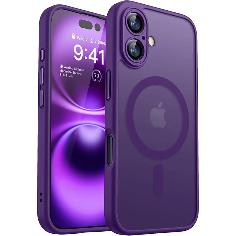iPhone 16, 16 Plus Shockproof Case For Wireless Charge Cover Matte Translucent PC