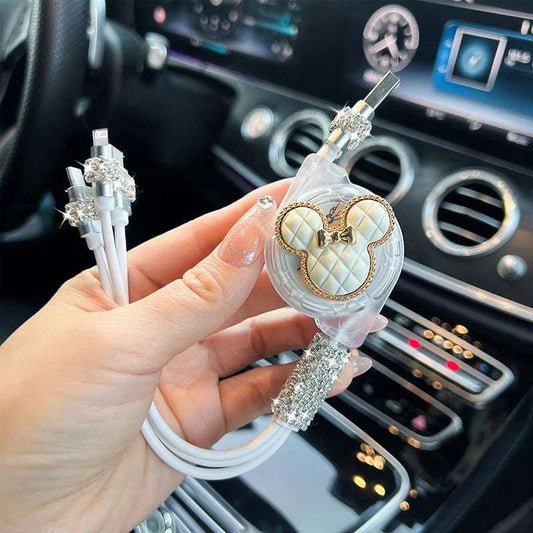 3-in-1 Retractable USB Data Cable – Elegant Charging Cable for iPhone, Android and Samsung