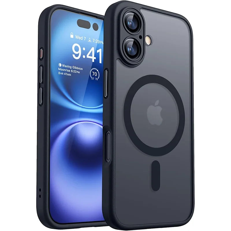 iPhone 16, 16 Plus Shockproof Case For Wireless Charge Cover Matte Translucent PC