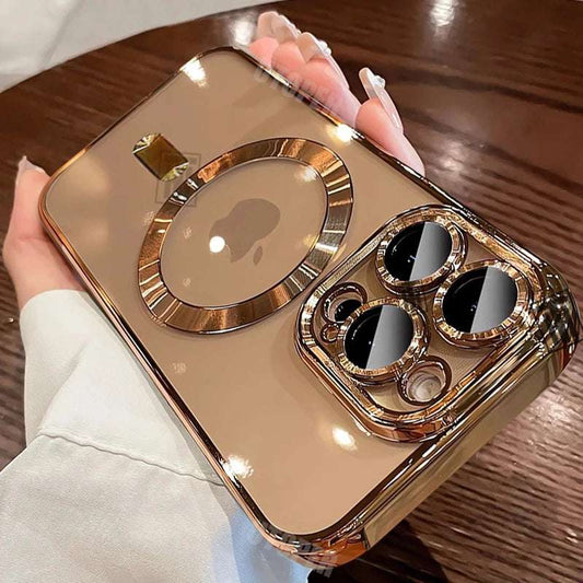 New Official Desert Gold Phone Case For iPhone 16 15 Pro Max and Plus Clear Magsafe Magnetic Lens Protect Soft Cover