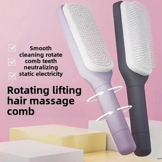 Self Cleaning Hairbrush Women Hair Brush One-key Cleaning Hair Loss Airbag Scalp Massage Comb Anti-Static Hairbrush Graceupnow.com