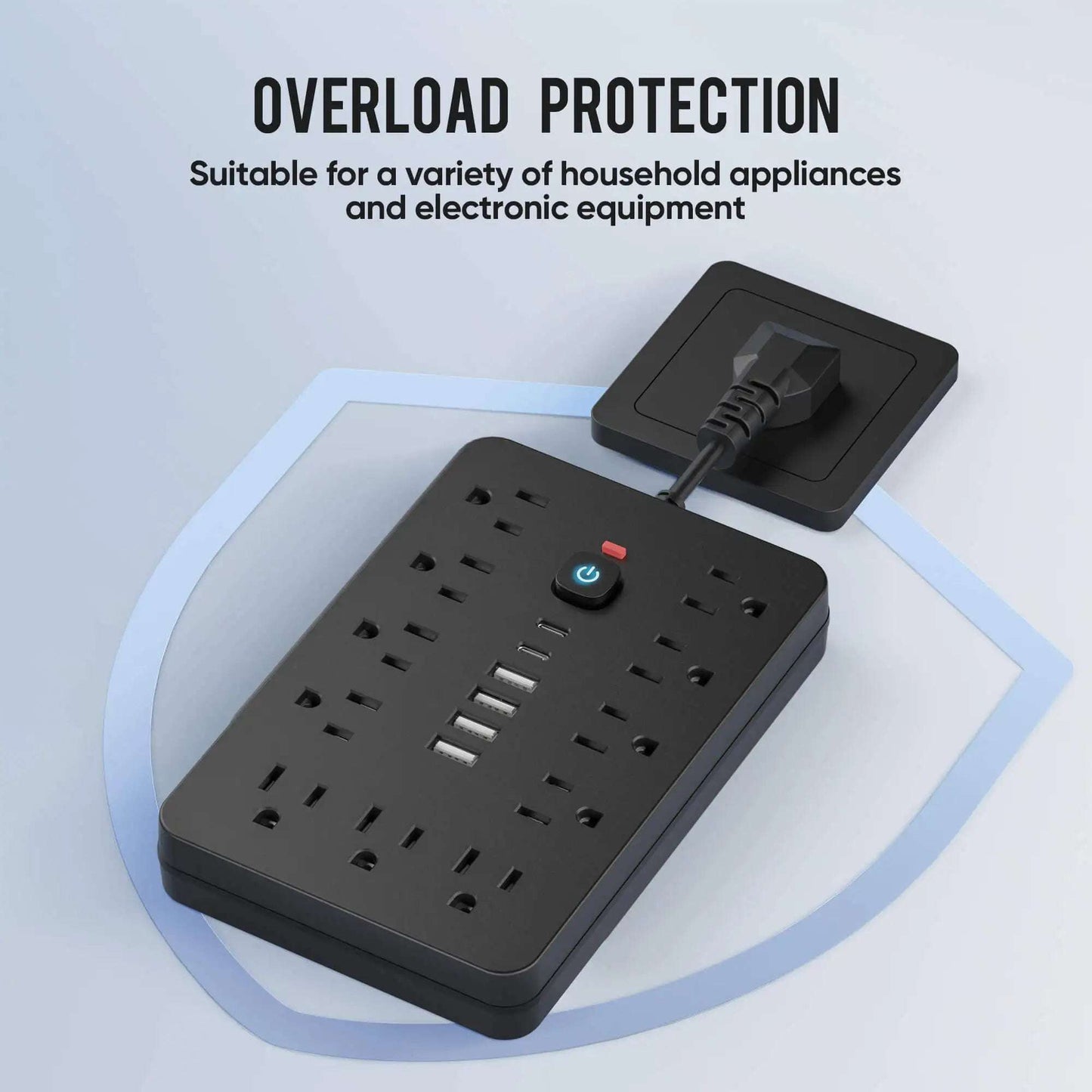 17-in-1 US Power Outlet Surge Protector - Desktop Charging Station with 11 AC Outlets, 4 USB Ports & 2 Type-C Ports