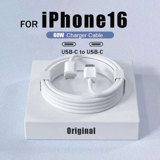 60W USB-C Fast Charge For iPhone 16 15 Pro Max Plus Samsung Phone Type C Weaving Quick Charging Cable