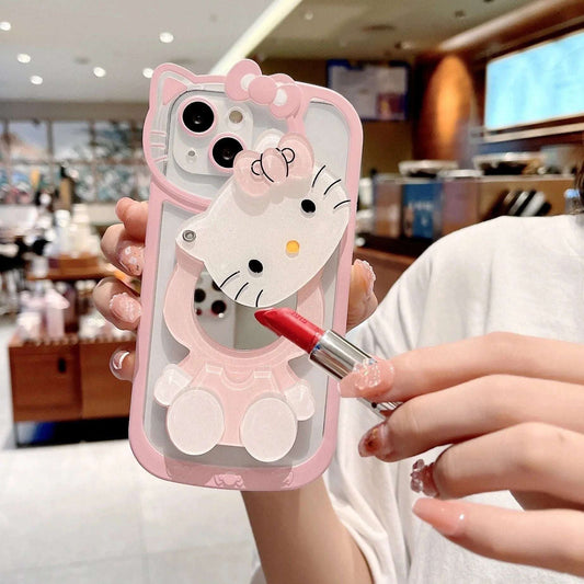 Sanrio Hello Kitty Head Mirror Phone Case For iPhone 16 15 14 Pro Max.