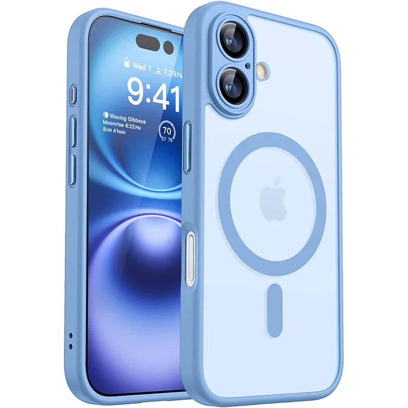 iPhone 16, 16 Plus Shockproof Case For Wireless Charge Cover Matte Translucent PC