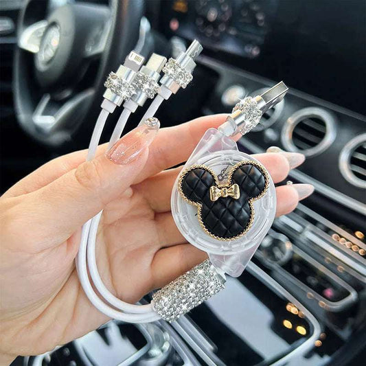 3-in-1 Retractable USB Data Cable – Elegant Charging Cable for iPhone, Android and Samsung